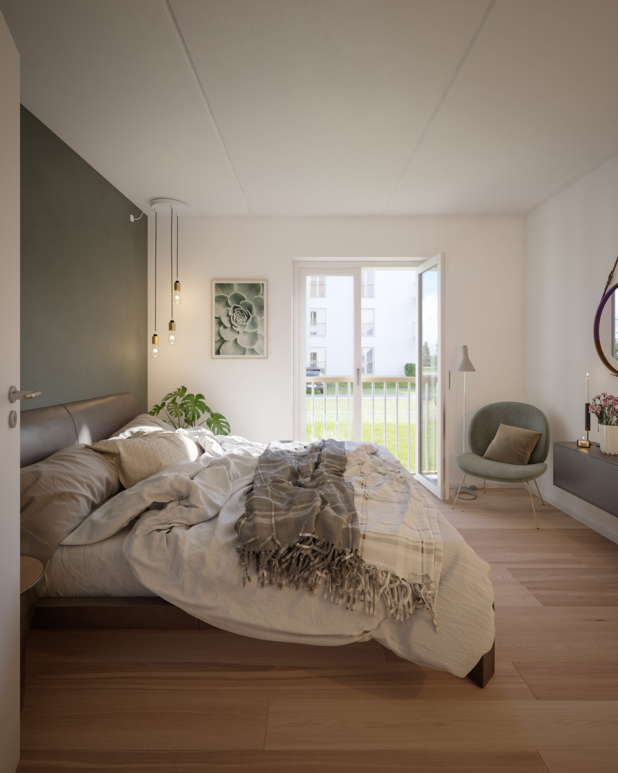 bolig interiør design projektsalg 3d visualisering arkitektur lejlighed soveværelse